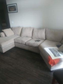 Quality microsuede sofa, grey/silver brushed suede very good conditon