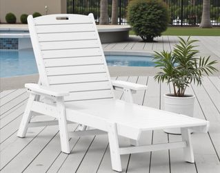 Rolling Poly Wood Chaise Lounger with Armrest