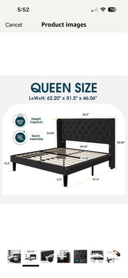 Black queen bed frame