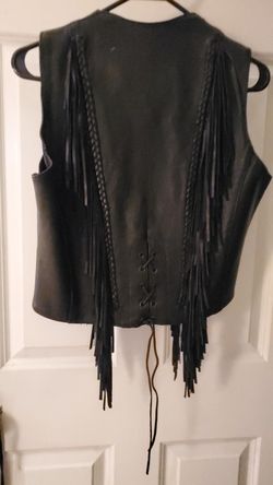 Harley Style Leather Fringe Vest womans small
