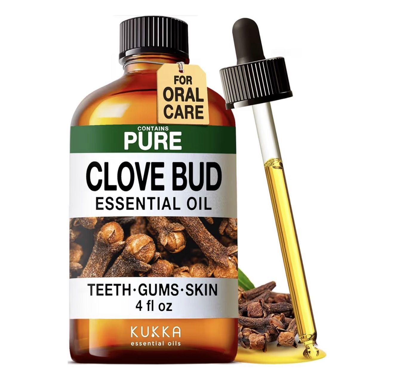 KUKKA Clove Essential Oils - 4 Fl Oz - for Hair, Skin, Diffuser, Aromatherapy & DIY Soap Making Scent