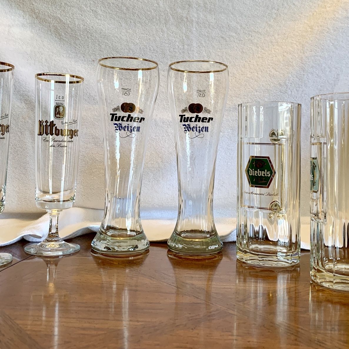 German Beer Glasses 6 Tucher Bitburger Diebels