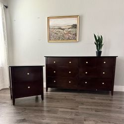 2-Piece Dresser & Nightstand Set with Brushed Gold Hardware