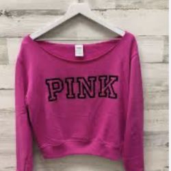 Pink Crewneck Off Shoulder