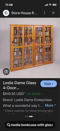 Leslie Dame Glass 4 Door Multimedia Cabinet
