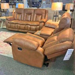 Reclining Sofa And Receiving Loveseat Set 🌟 Fast Delivery ⭐$39 Down Payment with Financing ⭐ 90 Days same as cash