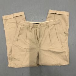 Polo Ralph Lauren Pleated Linen Cotton Slacks Dress Pants Office Business Work