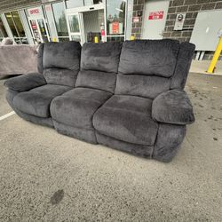 Deep-Cushion Reclining Sofa — Dark Grey — Clean + Comfy “WE DELIVER”