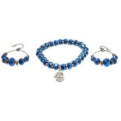 Artisan Glass Beads Earrings Bracelet Set