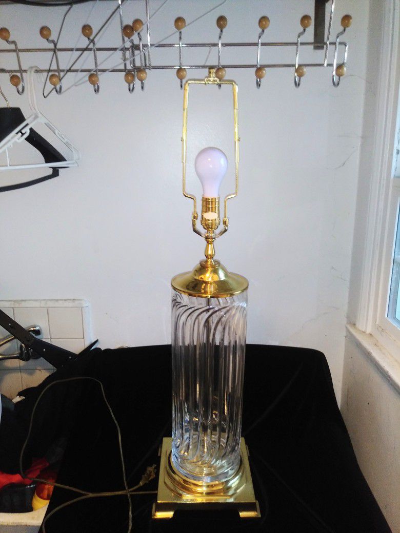 Cut Crystal And Brass Lamp Pristine Condition