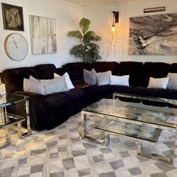 Chrome & Glass Coffee Table & Side Table