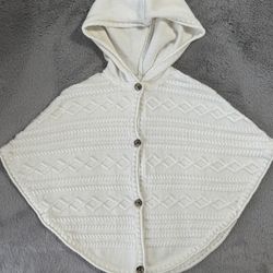 5T Little Girl-Hooded Cable Knit Poncho By Gymboree 