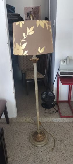Vintage Floor Lamp with Leaf Shade