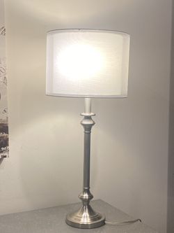 Euro Design Modern Table Lamp With Double Layer White Sheer Lampshade H26"