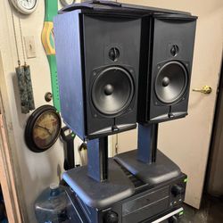 Pair Boston Acoustics CR8 100 watts Bookshelf Speakers with Speaker stands Perfect Working Condition