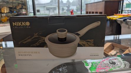 NIKKO Collection Diamond Series Saucepan With Lid – 6.25 Inch Textured Cookware (New in Box)