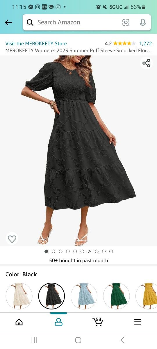 MEROKEETY Women's 2023 Summer Puff Sleeve Smocked Floral Dress