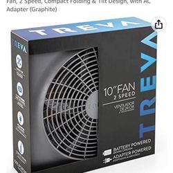 Treva 10” Fan 2 Speed Battery + Adapter Powered