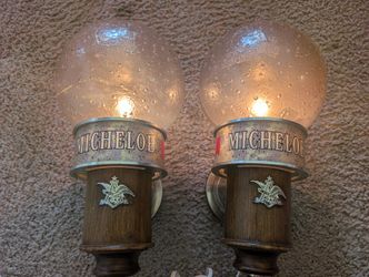 Vintage Michelob 14" Wall Beer Bar Lights Made in USA Set of 2