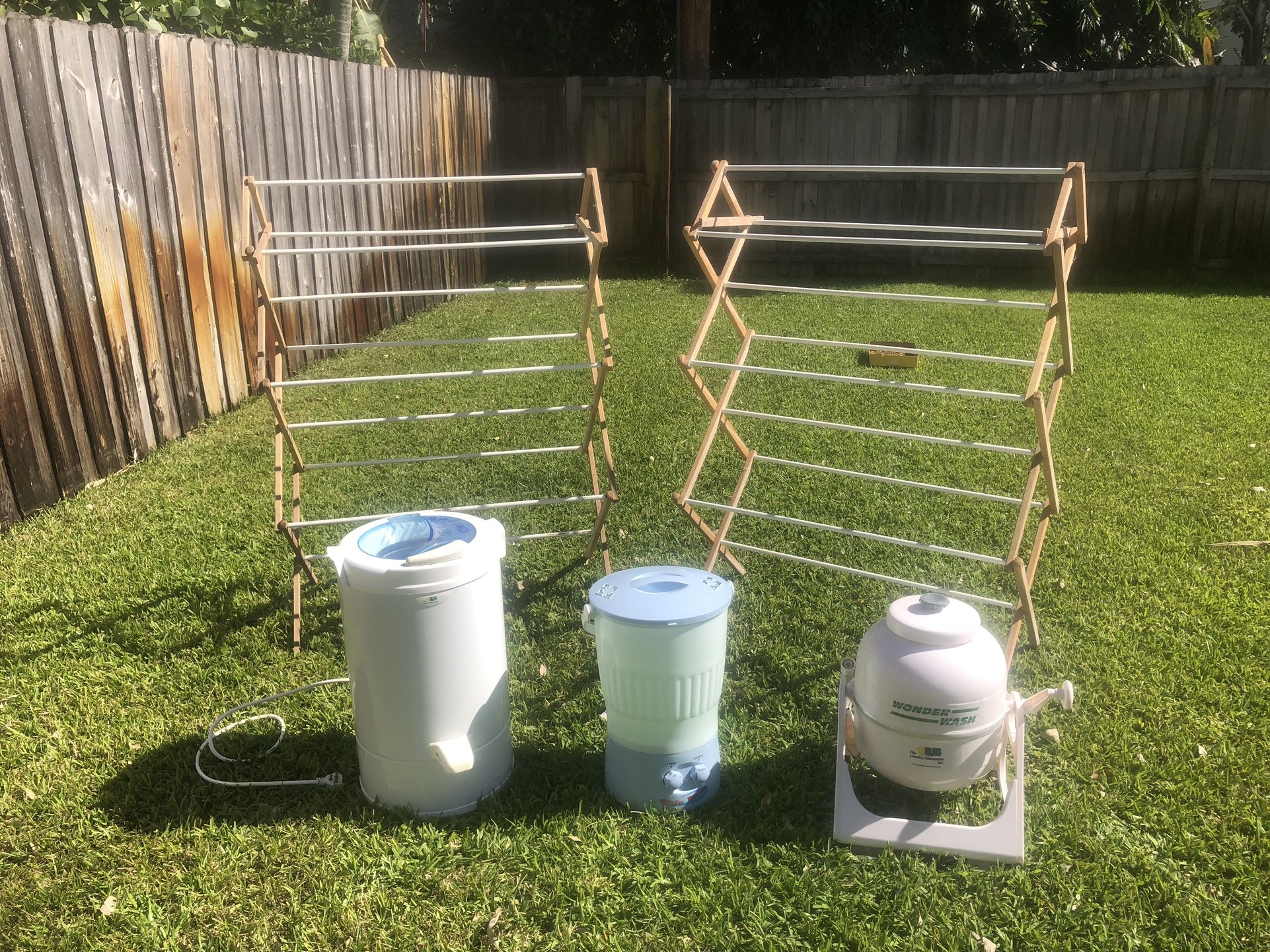 Set Of Laundry Appliances Spin Dryer Washers Drying Racks