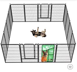 FXW Rollick Dog Playpen for Indoor, Yard, RV Camping, 45 inch 16 Panels for Large Dogs, Black