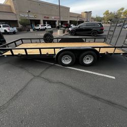 18 Foot Long By 8 Foot Wide Sun Country Flat Bed Trailer