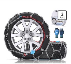 Snow-Chains Auto Fixing 1 Min Quick Fit Easy Installation Tire-Chains, Gifts for Safety, Portable Reusable Universal Emergency Tire Traction Chain for