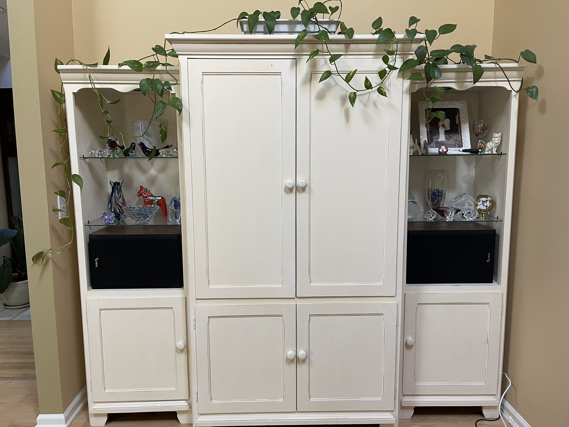 3-piece Ivory-colored Armoire Cabinet