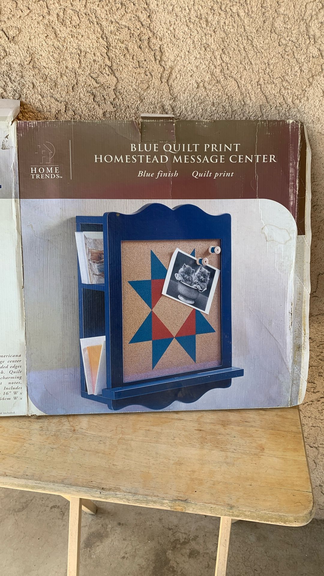 MAIL/MESSENGER DECORATION BOX BLUE QUILT PRINT COLOR BLUE PAINT