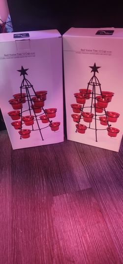 2 Red Candle Cup Tree Decorations