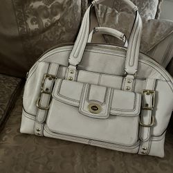 Vintage Coach Hampton Miranda Leather Satchel Bag Serial No 11085 Cream