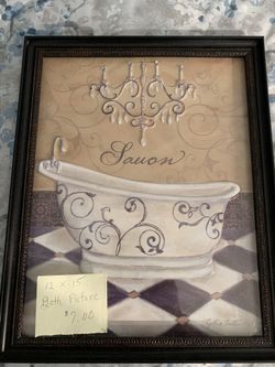 Bathroom picture with Paris flare. $7.00 obo