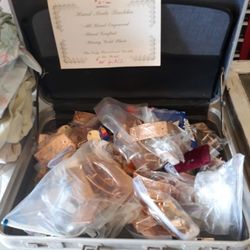 Briefcase Full of Metal Buckles & Silver Initials 