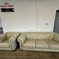 Baldwin Top Grain Leather Sofa & Chair 