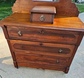 Antique Eastlake Solid Oak Dresser