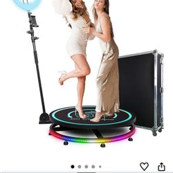360 Photo Booth Machine for Parties with Flight Case,Logo Customization,Software APP Remote Automatic 360 Spin Camera Video PhotoBooth 68cm for 2-4 Pe