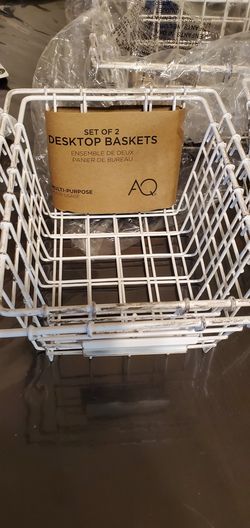 White metal wire basket set of 2