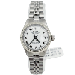 1967 Ladies Rolex 26mm DateJust Stainless Steel Watch with White Dial and Fluted Bezel. (Pre-Owned 6517)