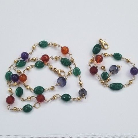 Mixed Gemstone Bracelet And Necklace 