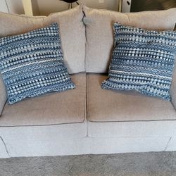 Beige Fabric Loveseat