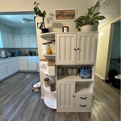 White Corner Storage Cabinet / Pantry Hutch