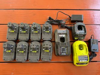 Tools - 8 18V Ryobi One+ Lithium batteries and three chargers. Power Tools accessories. Asking $250 obo