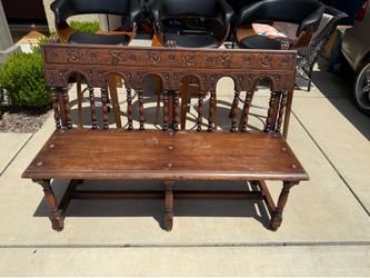 B. & S. Co. Carved Wood Bench