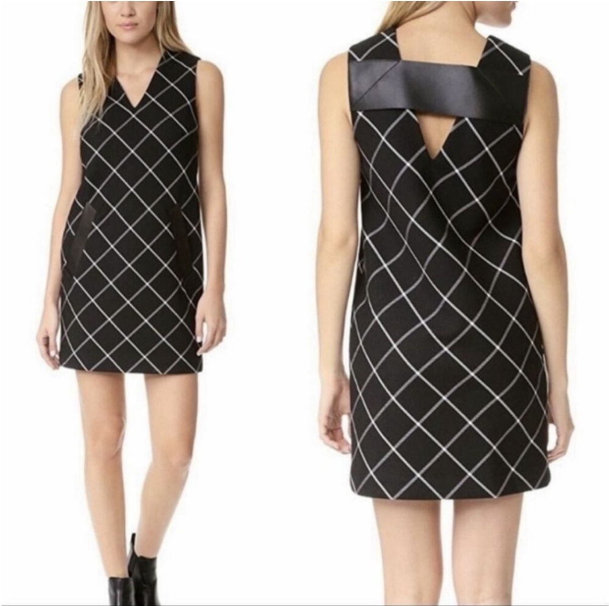 Brand New Rag & Bone Black & White Phoebe Windowpane Dress - Size 8