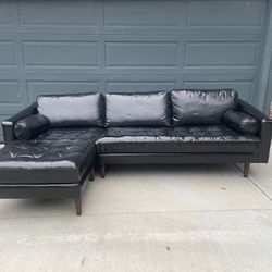 Poly N Bark Leather Sectional Couch FREE DELIVERY