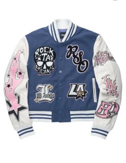 Jermika Navy Oversized Varsity Jacket