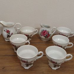 Vintage Miniature Porcelain Floral China Set 8 Pieces Preowned 