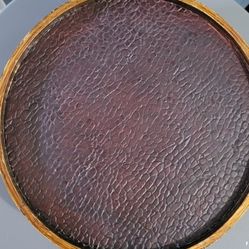 Beautiful Faux Leather And Decorated Resin Plant Stand/ Tray Size 8.25"X2"