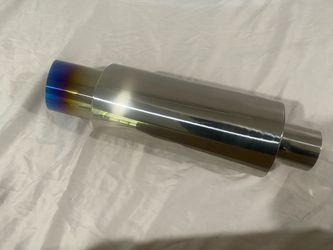Universal Burnt Blue Tip Exhaust Muffler Stainless Steel 15” 2” Inlet 3” Outlet JDM Style