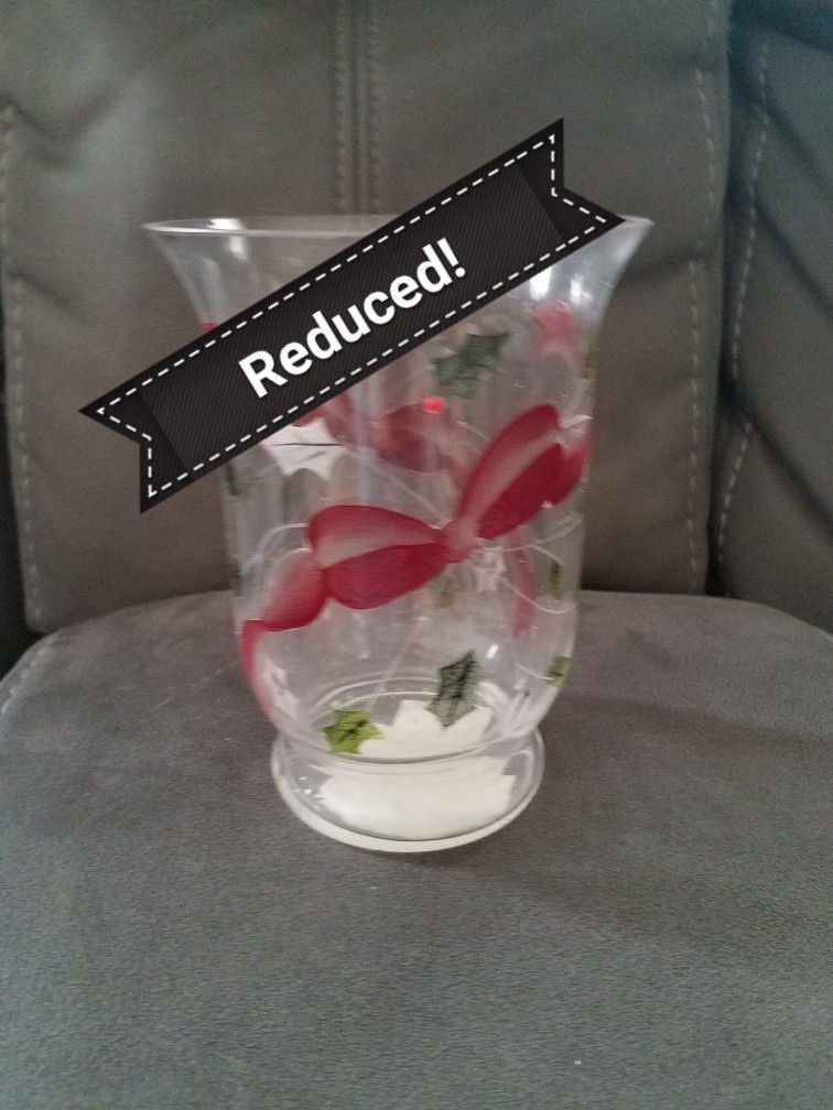 Christmas Holiday Glass Candle Holder And Cross